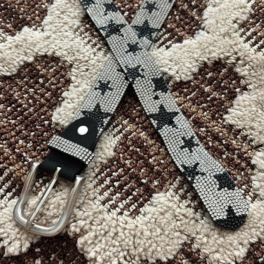Black and Silver Rhinestone Belt